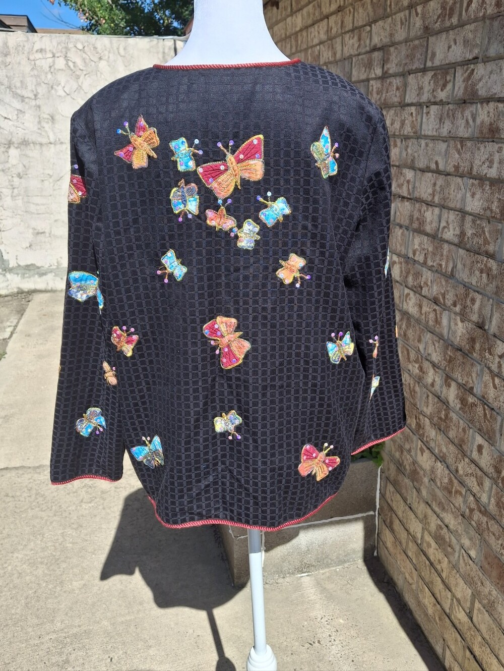 Indigo Moon Butterflies Appliques Sequin Jacket Women Size Medium - Picture 7 of 16